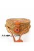 Mini ata round bag plain pattern with leather clip 